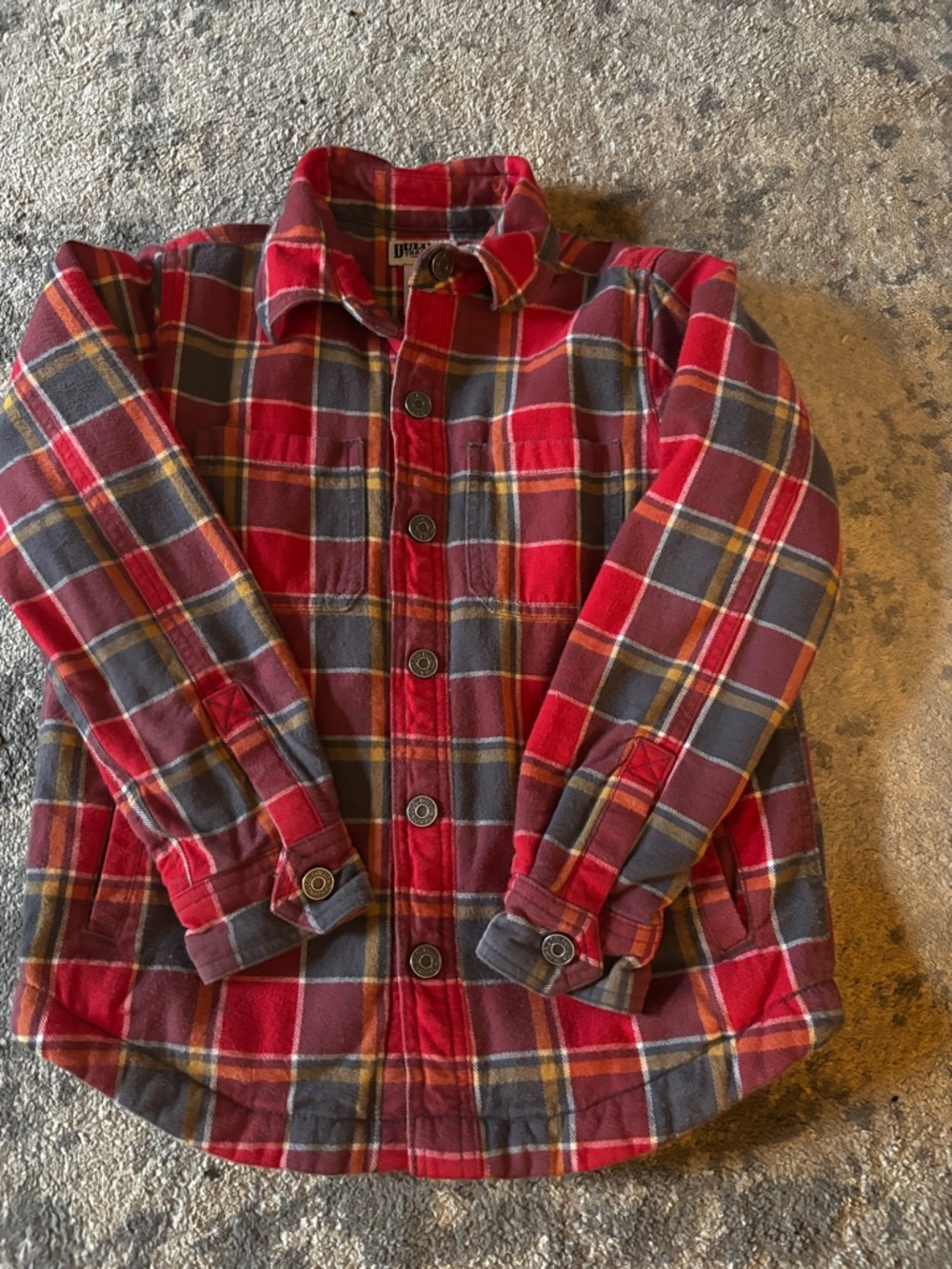 Duluth Trading Co Red and Gray Plaid Kids Jacket